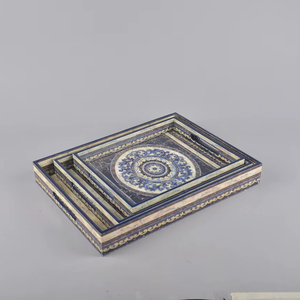 Bandeja de Madera Grande Ecológica Personalizada al por Mayor, Plato para Servir con Asa, Platos de Mesa para Café/Té Personalizados, Artesanías Naturales - Product Image 2