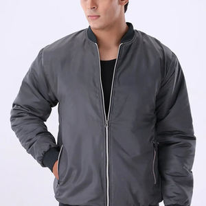 Blouson aviateur gris anthracite pour homme, finition mate minimaliste, fermeture éclair intégrale, léger, décontracté, vêtement d'extérieur tendance, style urbain - Product Image 1