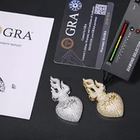 Exclusivo LAX DIORE JEWELS Colgante de Corazón Hip Hop Chapado en Plata 925 con Moissanita de Corte Brillante Totalmente Engastada, Popular y de Moda 2025