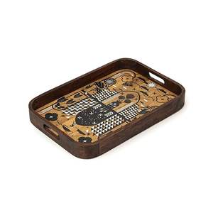 Plateau de service décoratif en bois imprimé artisanal pour la maison et la cuisine Plateau en bois imprimé écologique - Product Image 2