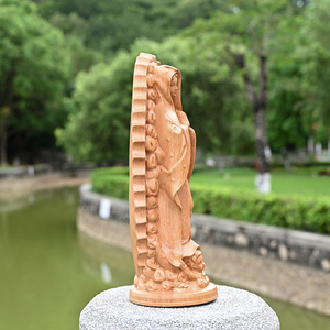 Guadalupe vergine maria statua in legno devozionale, bella figura scolpita dettagliata per collezioni di arte cattolica - Product Image 4