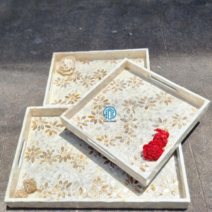 Hot Premium Quality Luxury Floral Mother of Pearl Serving <b>Tray</b> for Food <b>Drink</b> Variety Size for Restaurant Home Hotel Decor - Product Image 4