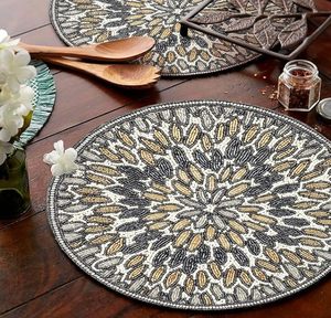 ที่รองจานลูกปัดทรงกลมทำด้วยมือสำหรับโต๊ะอาหารของตกแต่งคริสต์มาสงานเลี้ยงสังสรรค์ในครอบครัว - Product Image 4