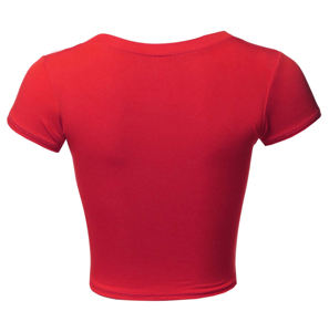 Camiseta corta de algodón con logotipo personalizado para mujer, camiseta estampada cómoda para trajes de moda de verano - Product Image 6