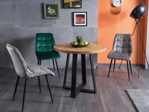 โต๊ะรับประทานอาหารไม้ทรงกลมขาโลหะแข็งแรงโต๊ะในครัวแบบเรียบง่ายทันสมัยสำหรับตกแต่งบ้านคาเฟ่ร้านอาหาร - Product Image 2