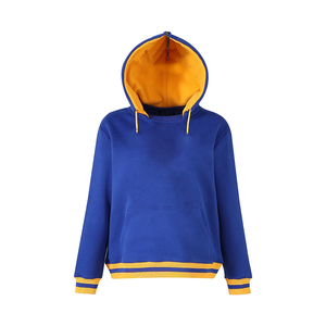 Sudadera con Capucha Unisex de Felpa con Forro Polar y Bordado de Chenilla Azul, 100% Algodón Orgánico, Estilo Urbano Dorado, con Bolsillo Tipo Canguro - Product Image 1