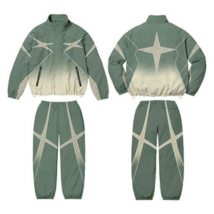 Vêtements de jogging d'entraînement personnalisés, veste et pantalon de survêtement coupe-vent avec fermeture éclair, logo personnalisé, survêtements coupe-vent en nylon pour hommes - Product Image 4