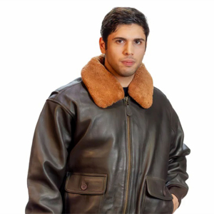 Veste de vol unisexe en cuir vintage High Street Veste d'hiver chaude avec doublure coupe-vent écologique et respirante - Product Image 6