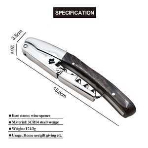 Couteau de Sommelier <span class=keywords><strong>Laguiole</strong></span> Écologique en Acier Inoxydable, <span class=keywords><strong>Tire</strong></span>-<span class=keywords><strong>Bouchon</strong></span> avec Lame de 4,5 cm, Fonctionnement Manuel - Product Image 4