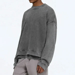 Streetwear Custom DTG Printing <b>Vintage</b> Sun Faded Acid Wash 100% French Terry Cotton Men's Distressed Crewneck <b>Sweatshirts</b> - Product Image 4