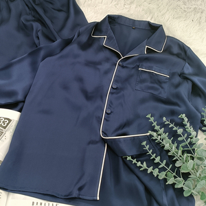 Nouvelle mode 100% soie pyjama ensemble pour hommes écologique qualité hiver Sexy Satin vêtements de nuit taille XL - Product Image 5