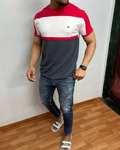 เสื้อยืดแขนสั้นผู้ชายผ้าฝ้าย100% ออกแบบลายทางแนวนอนสำหรับฤดูร้อน - Product Image 6