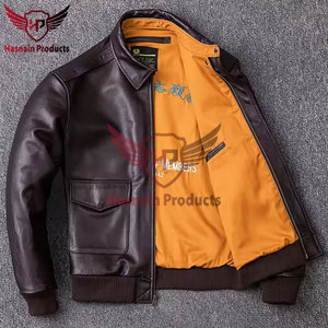 Classique 100% en cuir véritable Bomber veste grande taille en peau de vache Vintage en cuir naturel manteau hommes moto pilote vol vêtements d'extérieur - Product Image 4