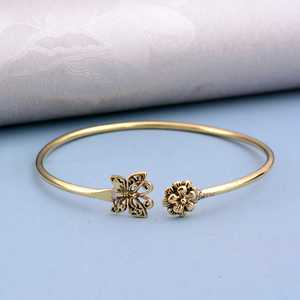 2026 New Fashion Cuff Bangle <b>Boho</b> Brass <b>Bracelet</b> Women Silver Plated Floral Butterfly Jewelry Dainty Garden Design Wholesale/OEM - Product Image 4