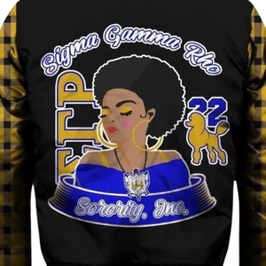 Veste universitaire en satin grec Sigma Gamma Rho SGRho bleu royal or 1922 Veste de mode féminine de la sororité - Product Image 5