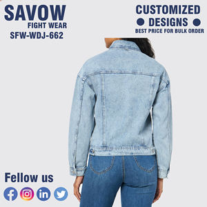 Manufacturer 100%Cotton Women's Casual Denim Jacket Fashion Denim Blouse Denim Jacket - Product Image 2
