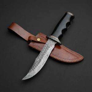 Cuchillo Bowie de alta calidad hecho a mano, hoja de acero de Damasco, mango de Micarta, OEM personalizable, precio bajo, cuchillos de supervivencia para acampar, cuero - Product Image 4