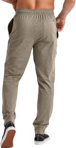 Pantalon de sport léger pour homme avec bas élastiqué en maille et poches zippées Pantalon de survêtement à fond ouvert coupe ample - Product Image 4