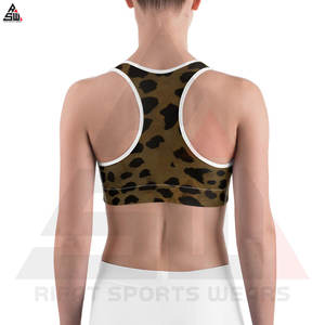 Sujetador deportivo de sublimación con logotipo frontal Simple para mujer, transpirable, sólido, medio, sin tirantes, para Yoga - Product Image 2