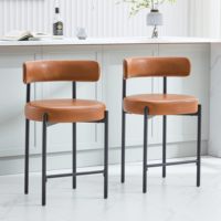 Tabourets de bar blancs de 24 pouces, rembourrés en velours bouclé, pour îlot de cuisine/comptoir de cuisine, avec dossier