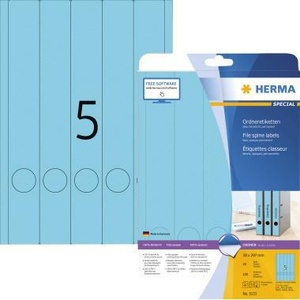 Etiquetas Autoadhesivas HERMA para Encuadernación con Orificio para el Dedo, Color Azul, 38 x 297 mm, Formato Estrecho/Largo, 100 Etiquetas/Paquete, Accesorio para Carpeta de Archivos - Product Image 1