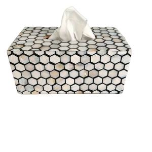 Produit de haute qualité en gros nacre et résine incrustation boîte à mouchoirs vadrouille résine porte-mouchoirs de l'Inde - Product Image 1