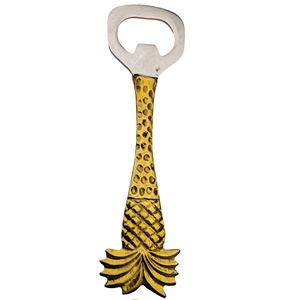 Ouvre-bouteille décoratif en métal argent et or de vente supérieure avec la longue poignée de conception d'ananas - Product Image 5