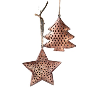 Copper Antique With Die Cut Design Christmas Decoration Heart <b>Tree</b> and <b>Star</b> Ornament <b>for</b> <b>Tree</b> Hanging Decoration - Product Image 1