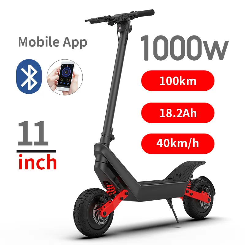 New design X10 11inch Air tire dual 1000W motor 48V 18.2ah front brake and rear suspension foldable electric kick scooter adult