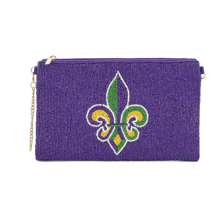 Nouveau élégant Mardi Gras vert et jaune sac à main multiple sac perlé pochette cadeau indien exportateur 2023