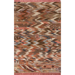 Alfombra Clásica Manchaha Grande de Lana y Seda Anudada a Mano, Roja y Naranja con Patrón Geométrico para el Hogar, Pasillo, para Adolescentes -Lub-131 - Product Image 1