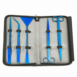 Ensemble d'instruments 5 pièces en acier inoxydable de qualité supérieure argent/personnalisé pince à épiler manuelle et réutilisable pour le nettoyage du réservoir d'aquarium - Product Image 1