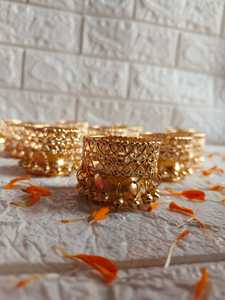 เชิงเทียนสำหรับตกแต่งแบบ2อิน1ที่วางเทียนทีไลท์ประดับมุกและระฆังแวววาวที่วางเทียนหอมสำหรับงานแต่งงานของอินเดีย - Product Image 2