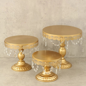 Hot Selling Best Quality Metal Round <b>Cake</b> <b>Stand</b> for Serving <b>Cake</b> for Home & Party Tabletop Decorate Set in 3 Pcs Crystal Design - Product Image 2