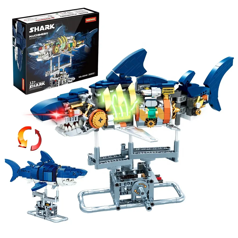 Phim hoạt hình động vật khối xây dựng động vật đồ chơi mô hình cá mập đại dương gạch đồ chơi