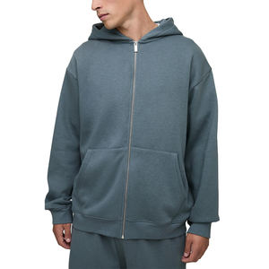 Sudaderas con Capucha de Invierno con Cremallera Completa, Hechas en Fábrica, con Logotipo Personalizado, al por Mayor, la Mejor Calidad, 100% Algodón, Felpa, Gris Carbón - Product Image 4