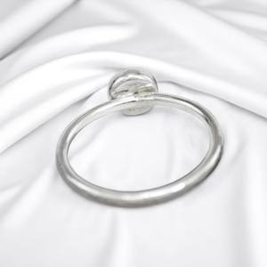 Round Faceted Crystal <b>Quartz</b> Bezel Setting Gemstone Hammered Band <b>Ring</b> 925 Sterling Silver Unisex Jewelry for Wedding and Party - Product Image 3