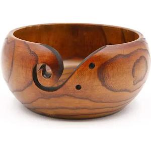 Cuenco de hilo de palisandro personalizado ecológico, soporte grande de madera pulida con diseño de patrón grabado Lightning Burn DE LA India - Product Image 6