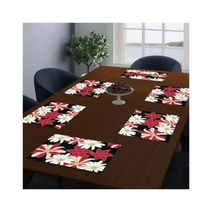 Cotton <b>Canvas</b> Twill Texture Leaves Border Table Mat Eco Dyed Indian Made Sustainable Home Dining Decor Retail & Wholesale Supply - Product Image 2