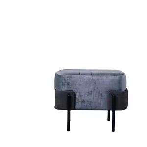 Taburetes Otomanos Tapizados de Madera Nórdica con Reposapiés de Terciopelo Dorado, Coloridos y Sencillos para Decoración del Hogar - Product Image 5