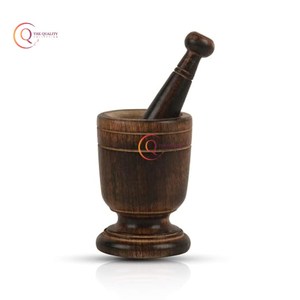 Mortero de madera maciza caliente Maja Ajo Hierba Especias Jengibre Mortero y Maja Acacia Cuenco de madera Molinillo de alimentos Mortero y Maja Suministro - Product Image 2