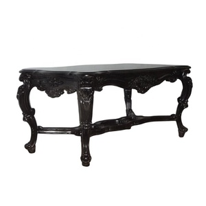 โต๊ะกาแฟห้องนั่งเล่น โต๊ะน้ำชาไม้มะฮอกกานีแกะสลักด้วยมือ ทาสีดำแบบกอธิค สำหรับเฟอร์นิเจอร์ห้องนั่งเล่นสไตล์ฝรั่งเศส - Product Image 2