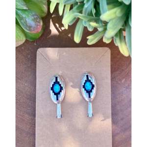 Gold Plated Geometric Drop <b>Earrings</b> with <b>Blue</b> <b>Opal</b> and Sterling Silver - Product Image 1