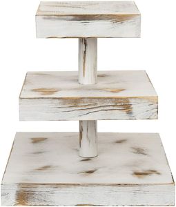 Support de Cupcake en Bois Blanchi Moderne Simple à 3 Niveaux, Carré, Meilleur Prix - Product Image 3