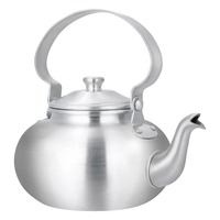 Théière légère en aluminium argenté avec poignée durable, écologique, de qualité alimentaire, portable, style classique moyen-oriental pour thé et café