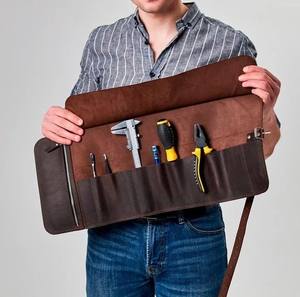 Wholesale Custom Handmade Premium <b>Leather</b> <b>Tool</b> <b>Roll</b> Durable Stylish <b>Tool</b> Organizer with Multiple Compartments for Craftsmen - Product Image 6