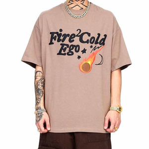 T-shirt oversize à col montant pour hommes, coupe boxy à épaules tombantes, 100% coton, impression personnalisée, Streetwear à séchage rapide, techniques de bouffée pour hommes - Product Image 6