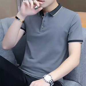 2023 hombres para polo único 100% algodón transpirable bordado Logo patrón sólido lona al por mayor - Product Image 6