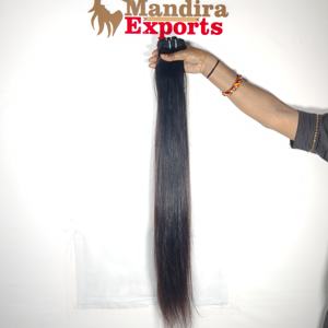 Extensiones de cabello humano de templo indio alineado con cutícula Remy natural de 100% estilos rectos de trama Genius negro virgen de 8-32 pulgadas - Product Image 5