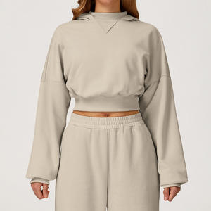 Nueva Sudadera Deportiva Corta con Capucha para Mujer, Otoño e Invierno, Color Sólido, para Entrenamiento, Running y Fitness - Product Image 3